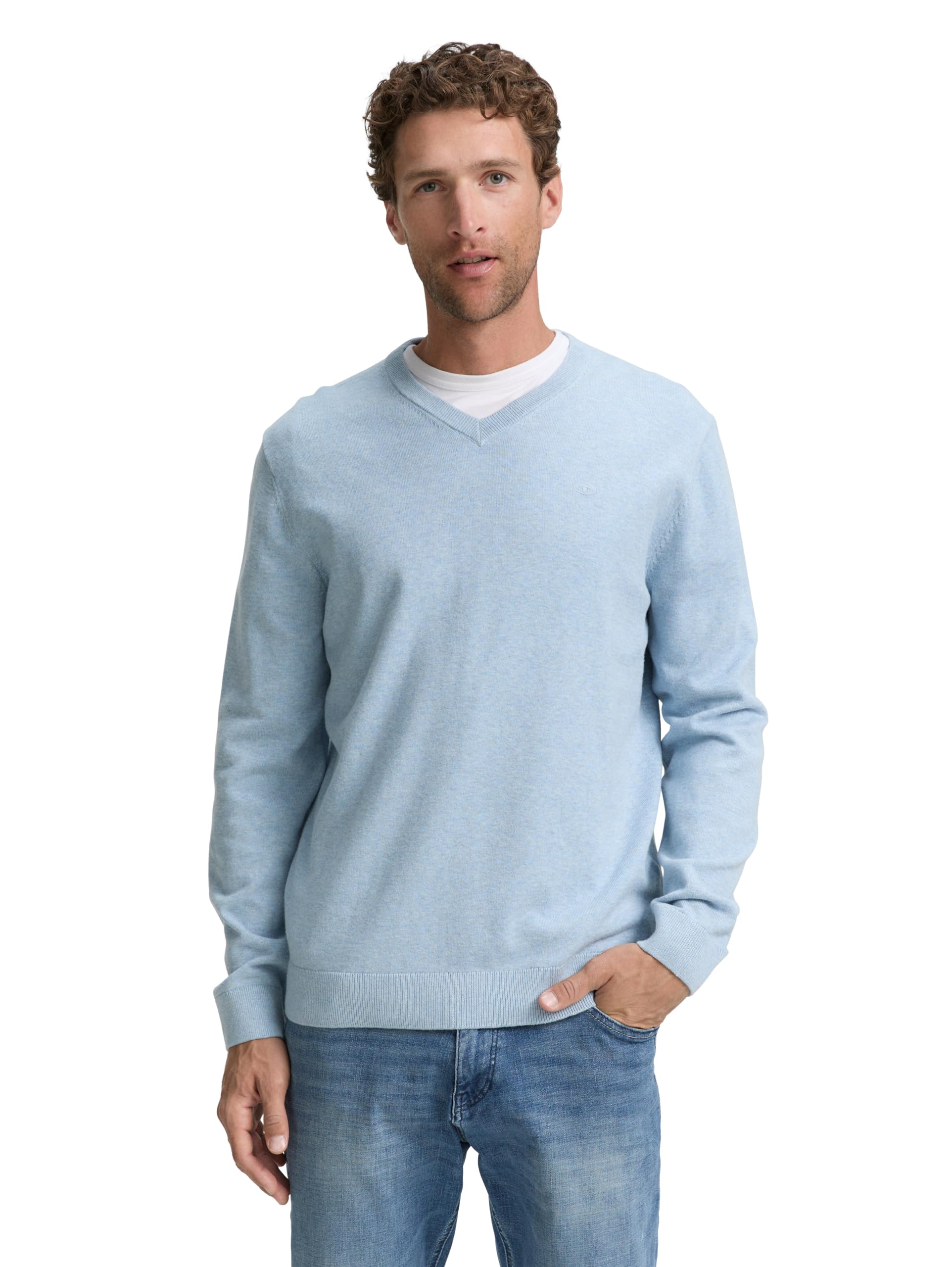 TOM TAILOR Herren Strickpullover mit V-Ausschnitt für Sommer-Style und[maximales Sichtbarkeitskeyword] [Maximales Sichtb