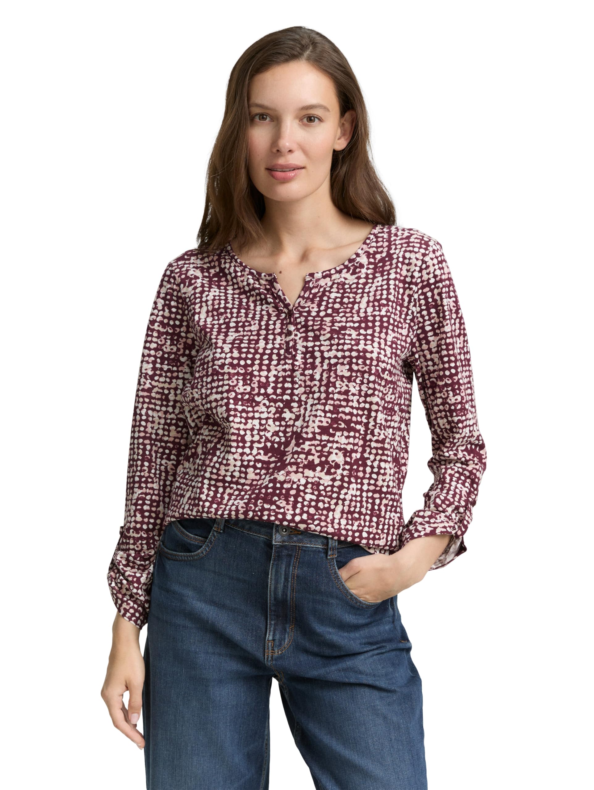 TOM TAILOR Damen 1047729 Musterternt Shirt Global Organic Textile Standard fürourcem Jahreszeiten approx. 61×114 cm